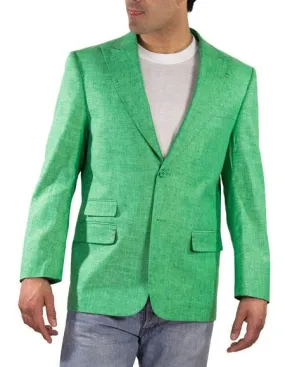 Alberto Nardoni Brand Men's One Ticket Pocket Green Thread & Stitch 100% Linen Blazer
