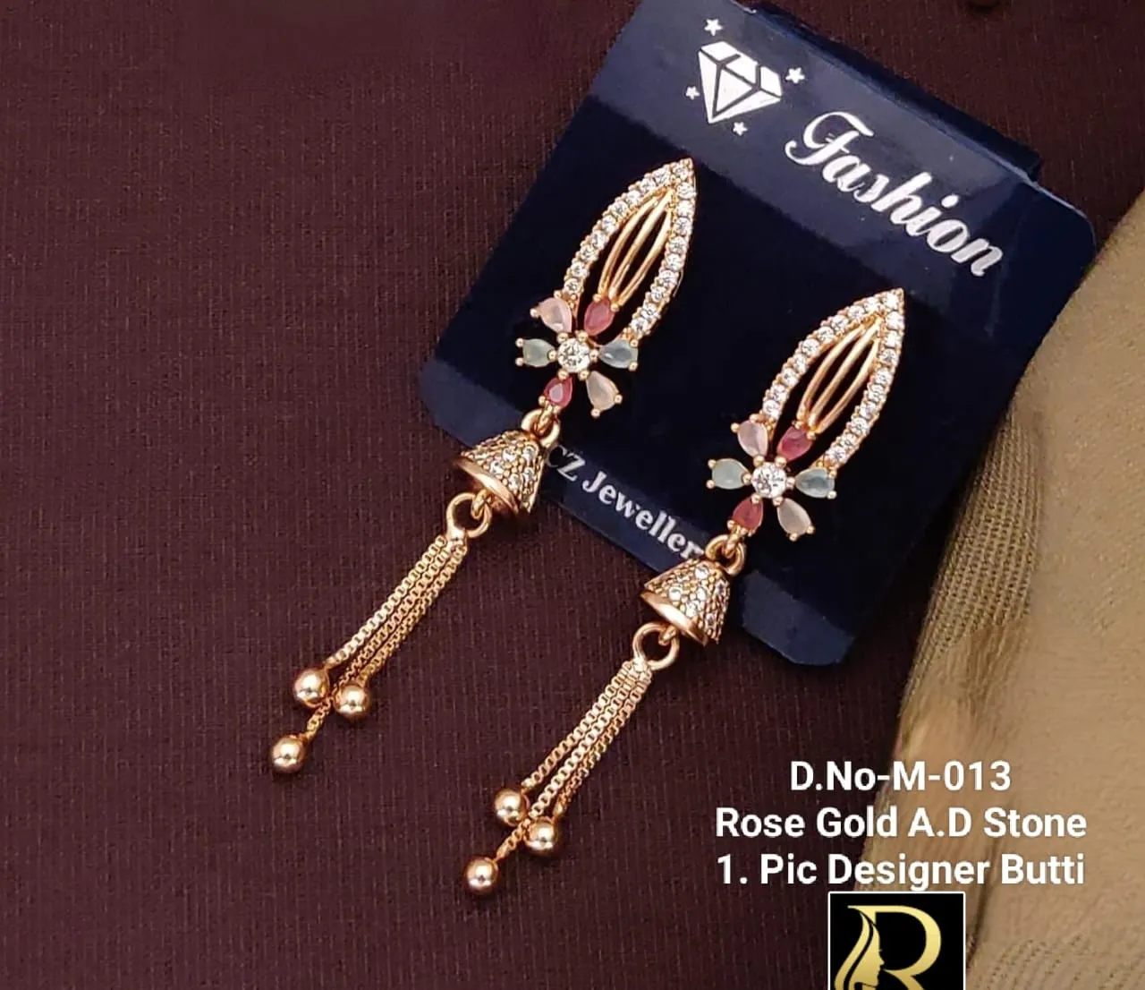 American Diamond Superhit Rose Gold Earrings