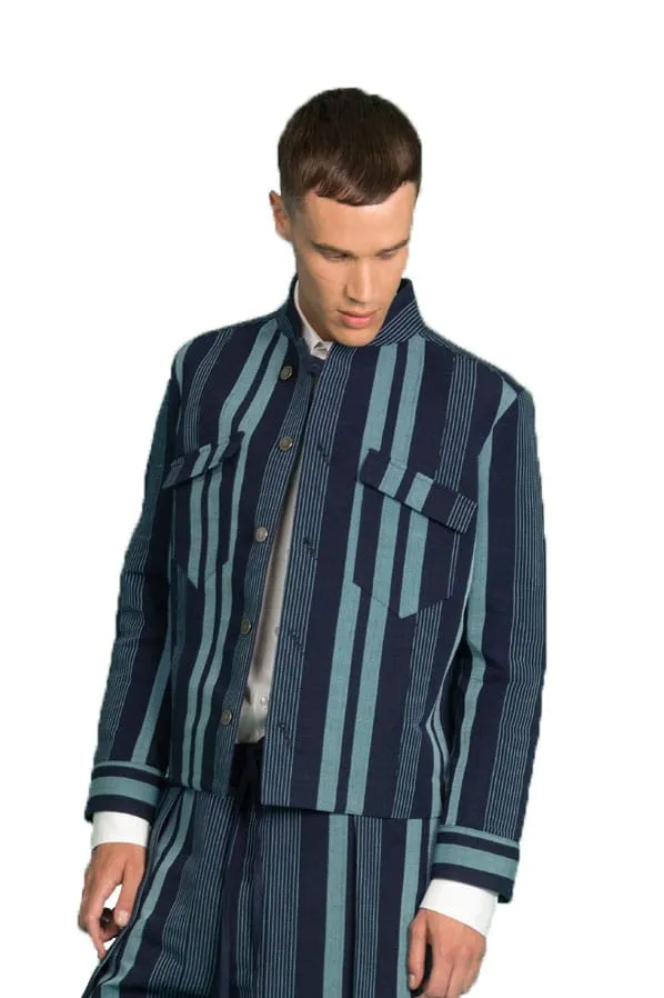 Aso-Oke Denim Jacket - Blue
