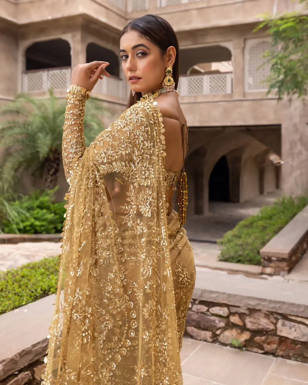 Beautiful Designer Bollywood Soft Mono Butterfly Net  Sequence Saree