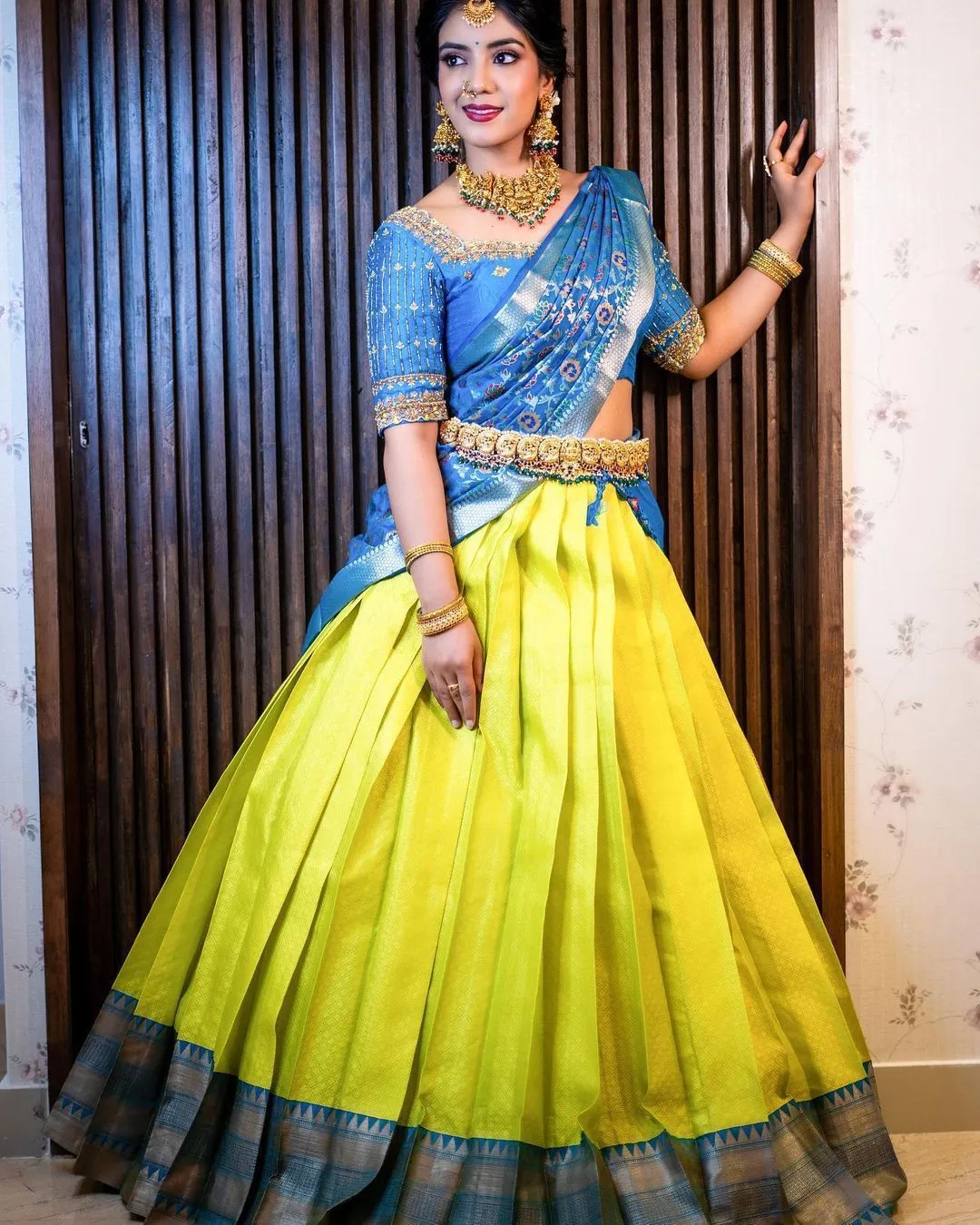 Beautiful Designer Half Saree Kanjivaram Silk Pure Zari Saree