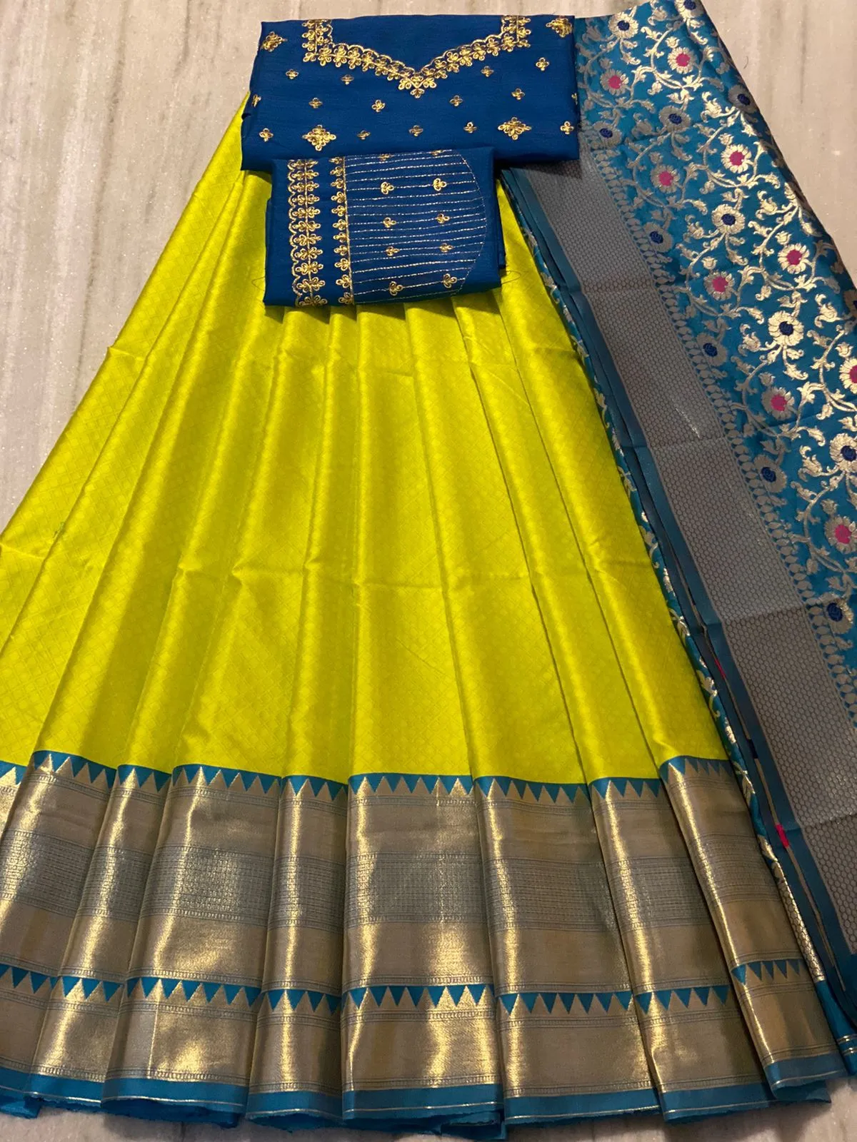 Beautiful Designer Half Saree Kanjivaram Silk Pure Zari Saree