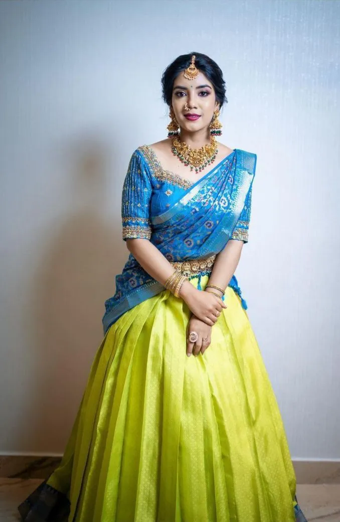 Beautiful Designer Half Saree Kanjivaram Silk Pure Zari Saree