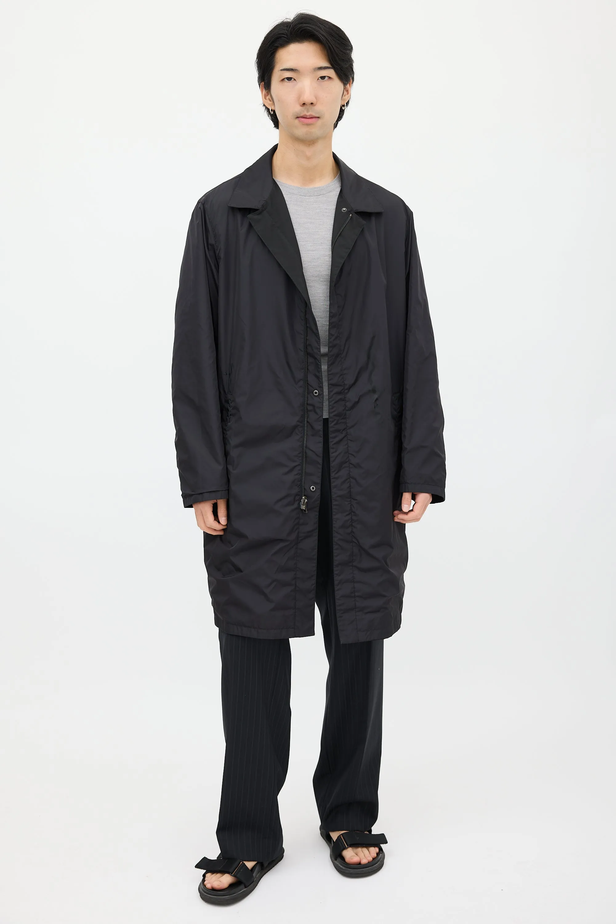 Black Nylon Reversible Coat