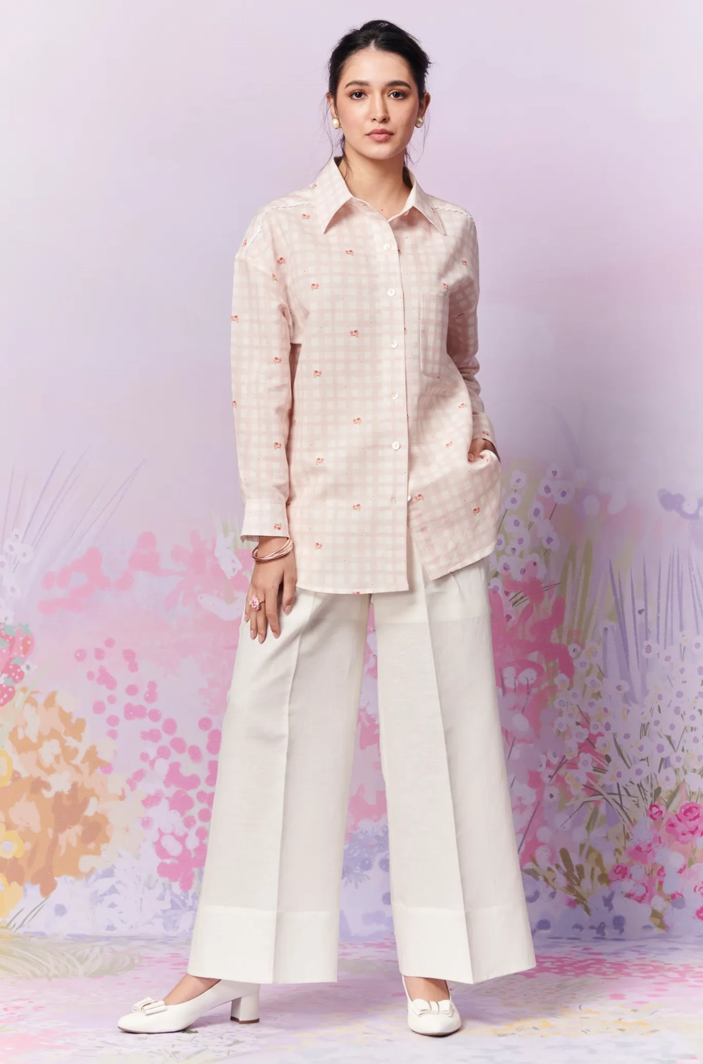 Blush Blossom Shirt and Trousers Co-ord set