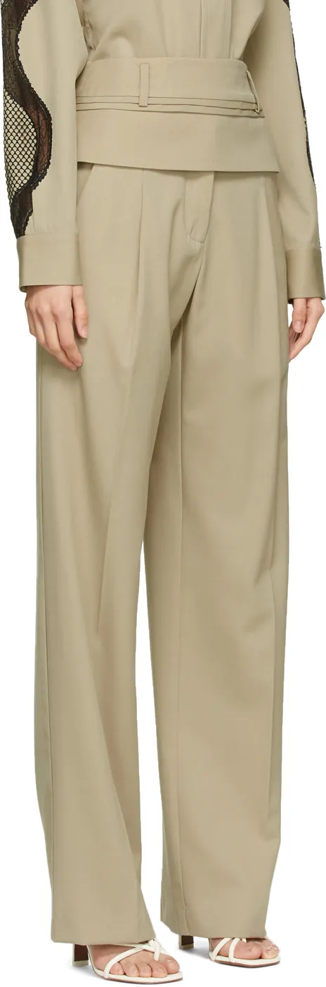 Christopher Esber Beige Double Belted Trousers