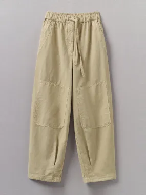 Garment dyed cotton linen canvas trousers