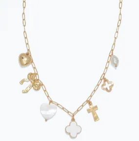 Gold & White Charm Necklace