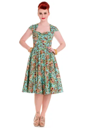 Hell Bunny Calavera Day of the Dead Flower Sugar Skull Flare Party Dress