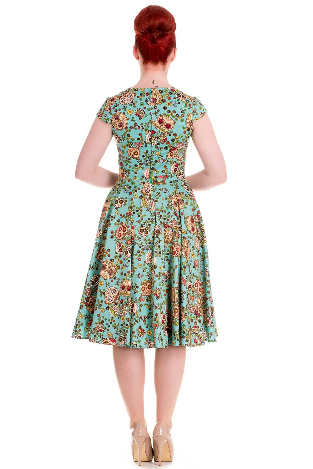 Hell Bunny Calavera Day of the Dead Flower Sugar Skull Flare Party Dress