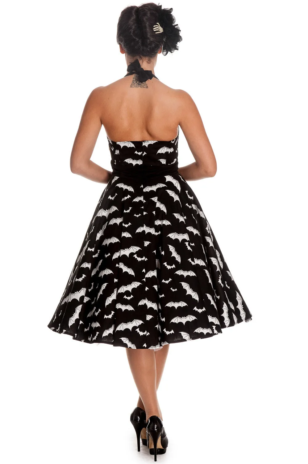 Hell Bunny  Gotham City Bat Attack Mini Bats Print Halter Party Dress