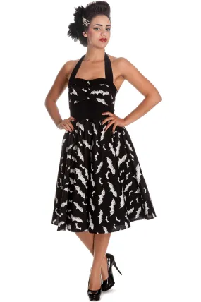 Hell Bunny  Gotham City Bat Attack Mini Bats Print Halter Party Dress