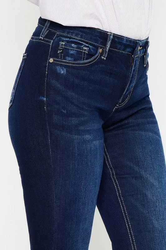KanCan Mid Rise Hem Detail Flare Jeans