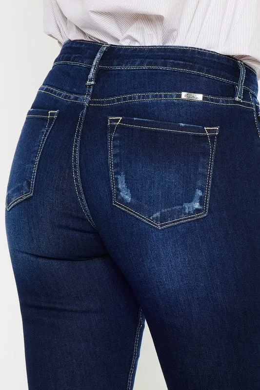 KanCan Mid Rise Hem Detail Flare Jeans
