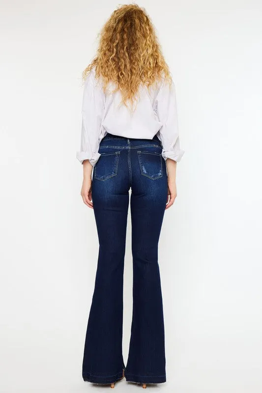 KanCan Mid Rise Hem Detail Flare Jeans