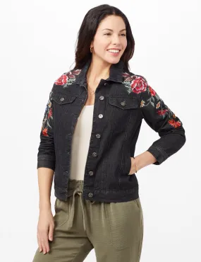 Long Sleeve Embroidered Denim Jacket