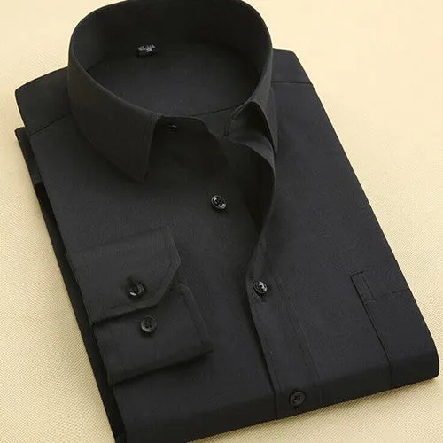 Long Sleeve Slim Men Dress Shirt 2017 Brand New Fashion Designer High Quality Solid Male Clothing Fit Business Shirts 4XL YN045
