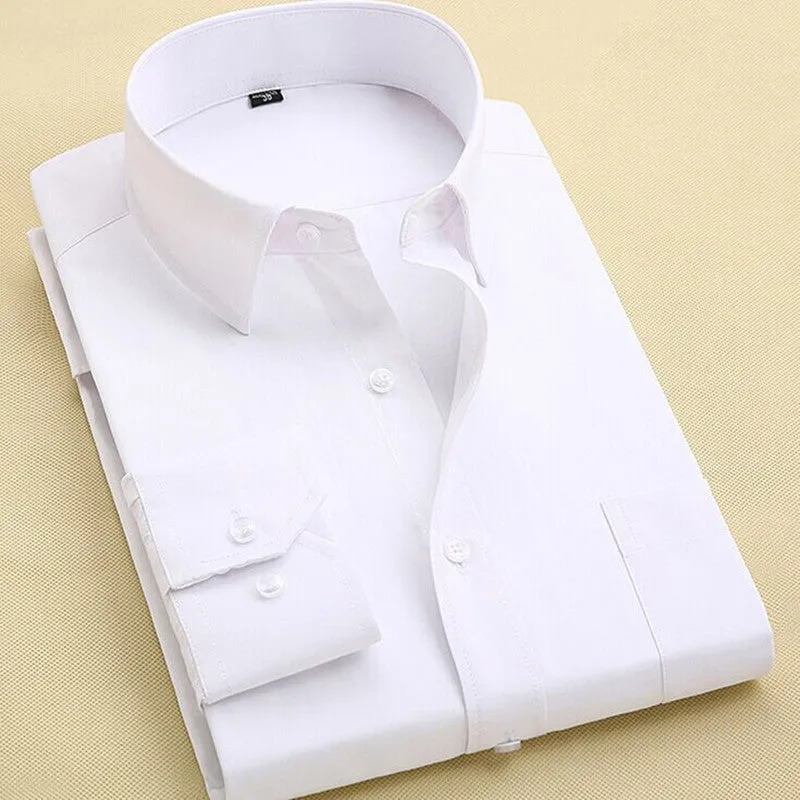 Long Sleeve Slim Men Dress Shirt 2017 Brand New Fashion Designer High Quality Solid Male Clothing Fit Business Shirts 4XL YN045
