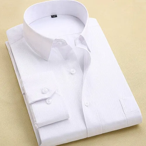 Long Sleeve Slim Men Dress Shirt 2017 Brand New Fashion Designer High Quality Solid Male Clothing Fit Business Shirts 4XL YN045
