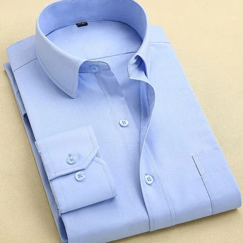 Long Sleeve Slim Men Dress Shirt 2017 Brand New Fashion Designer High Quality Solid Male Clothing Fit Business Shirts 4XL YN045