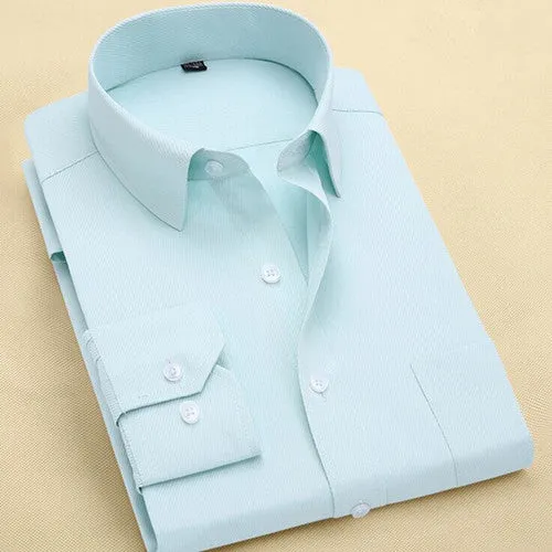 Long Sleeve Slim Men Dress Shirt 2017 Brand New Fashion Designer High Quality Solid Male Clothing Fit Business Shirts 4XL YN045