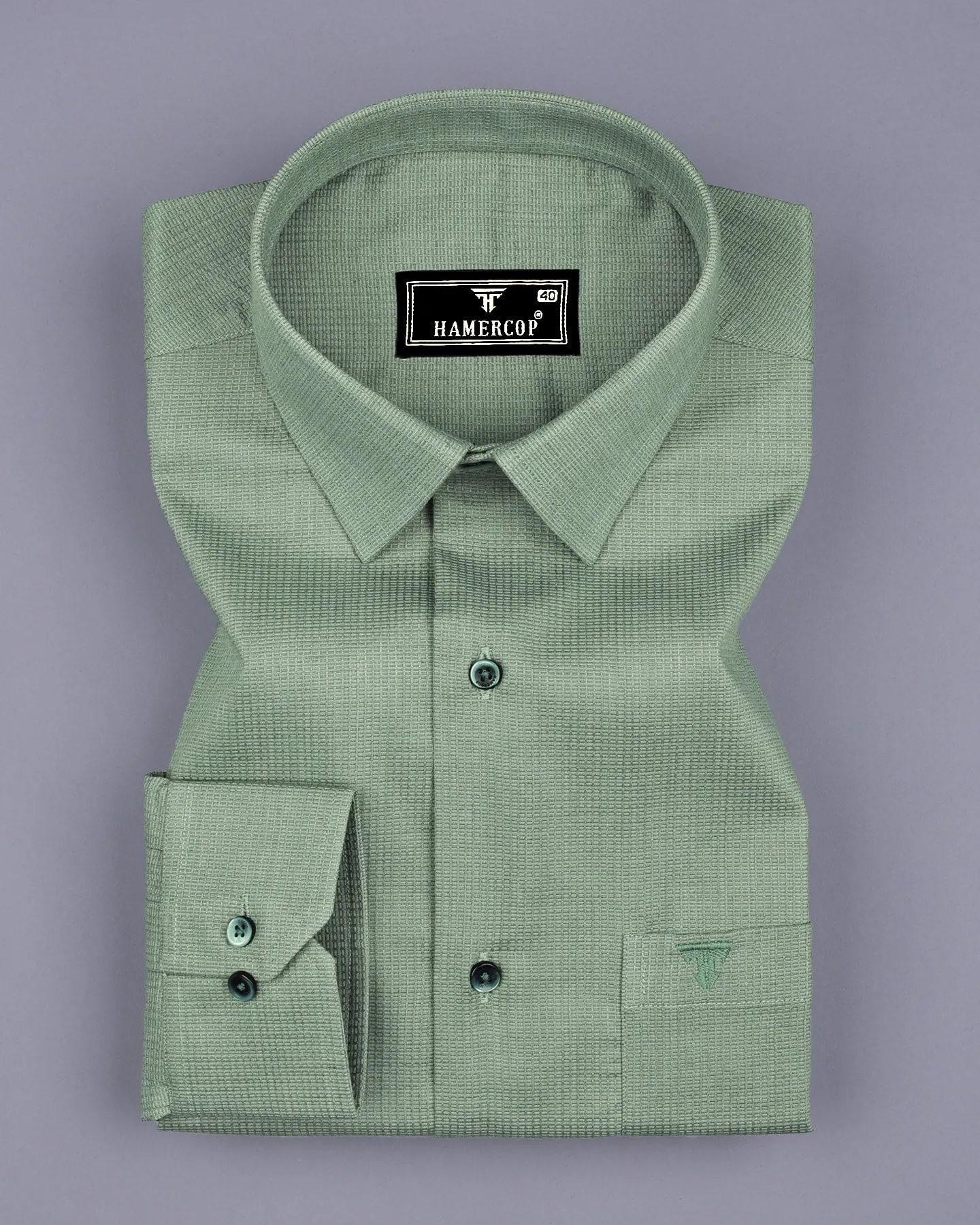 Modesto Green Textured Solid Dobby Cotton Shirt