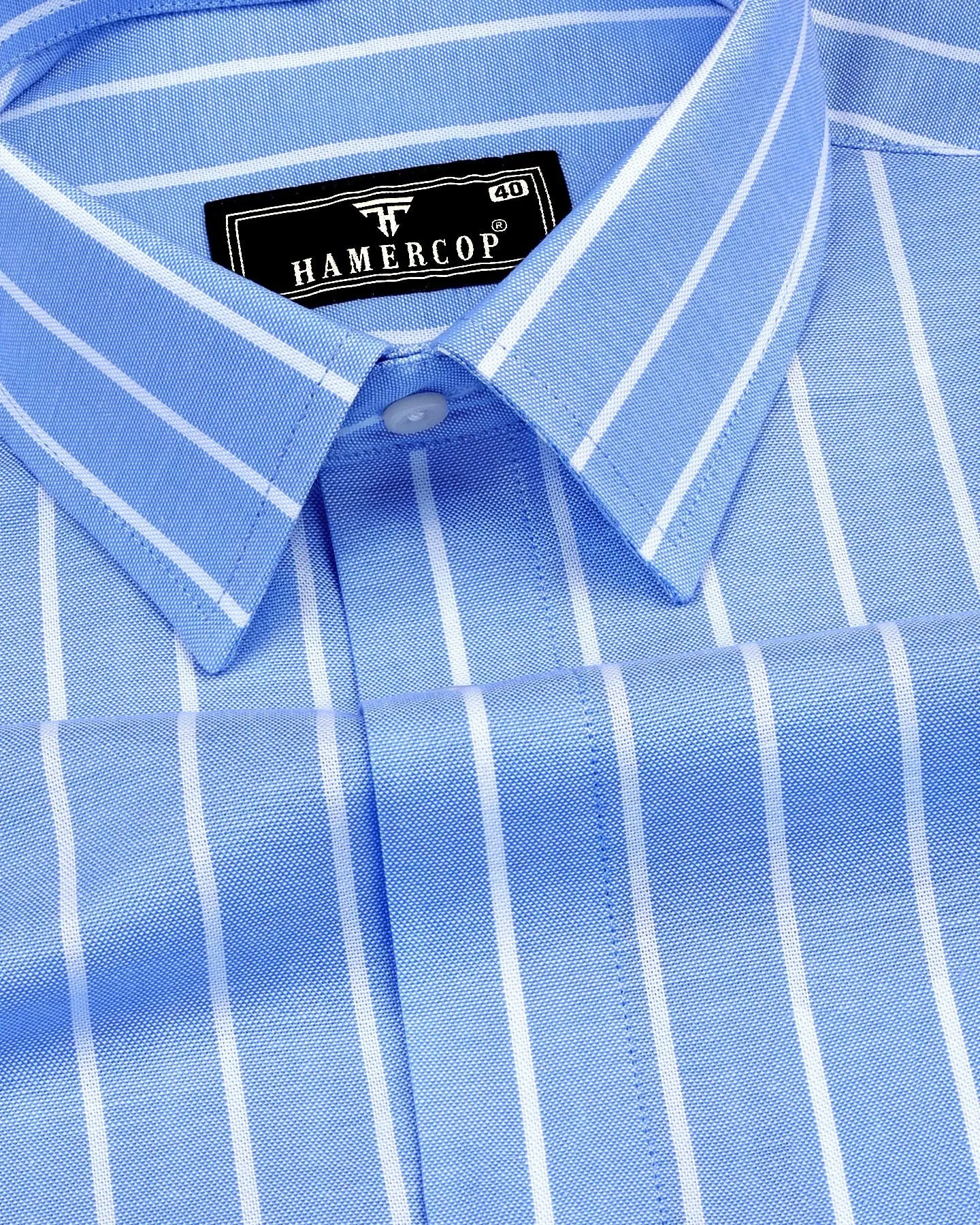 Opole Blue With White Stripe Oxford Cotton Formal Shirt