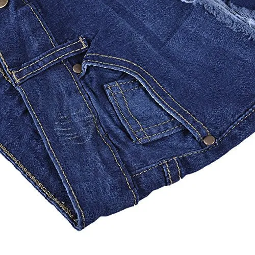 VICVIK Women Knee Skinny Denim Distressed Ripped Boyfriend Jeans (L)