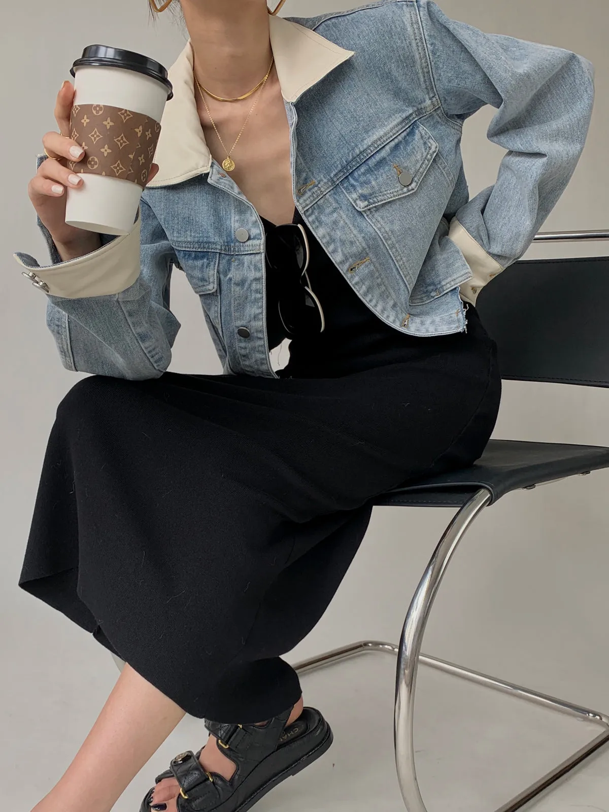 White Collar Denim Jacket