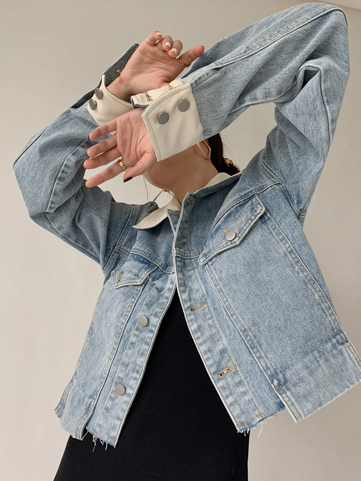 White Collar Denim Jacket