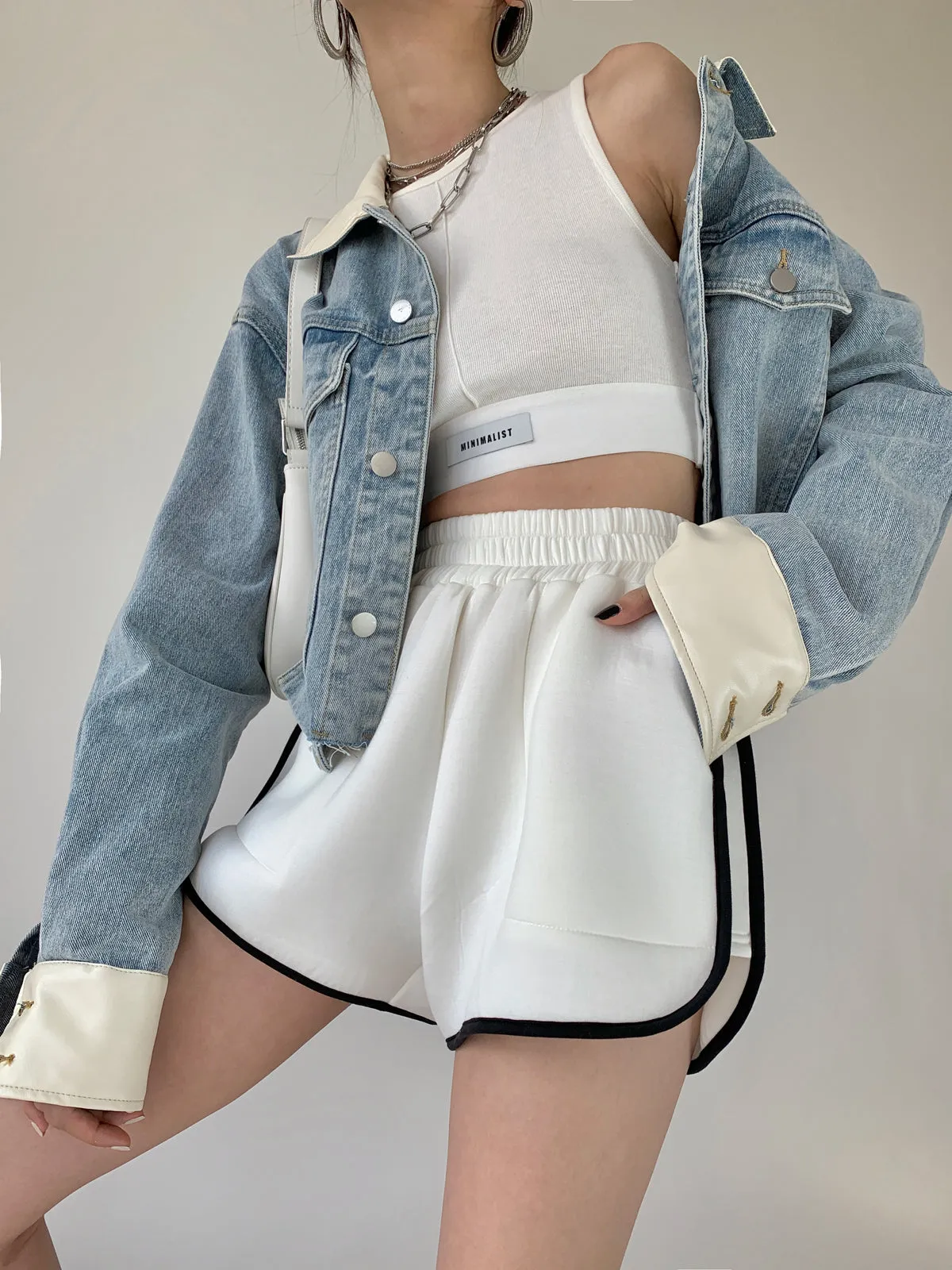 White Collar Denim Jacket
