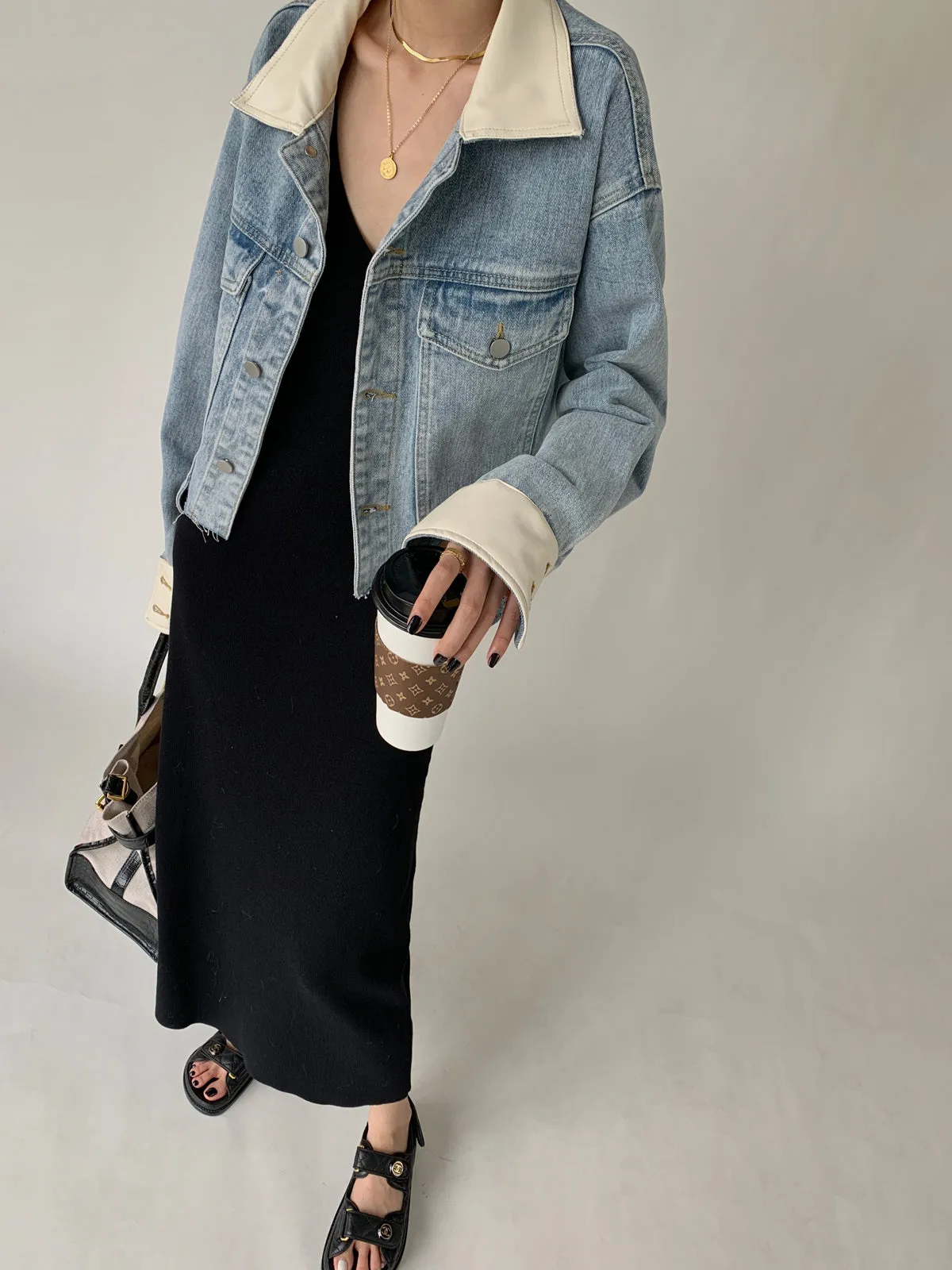 White Collar Denim Jacket