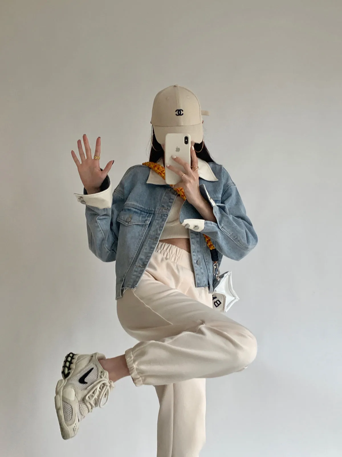 White Collar Denim Jacket