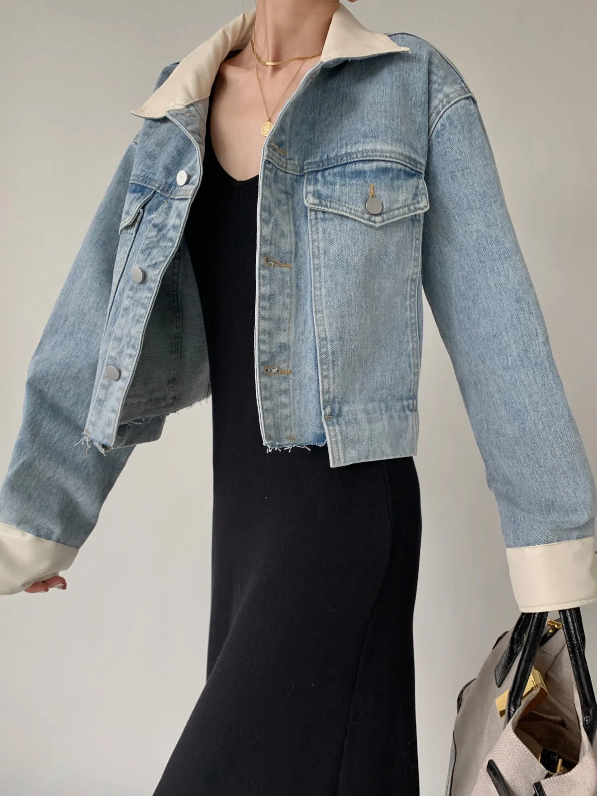 White Collar Denim Jacket