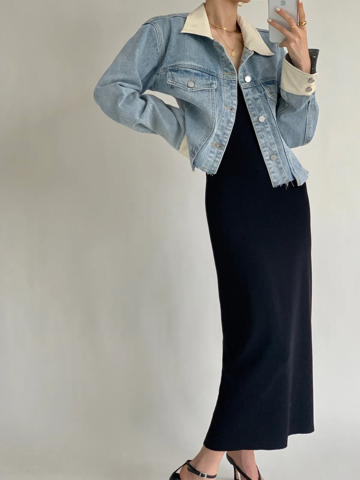 White Collar Denim Jacket