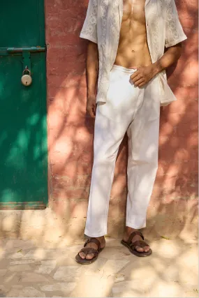 White Relaxed Fit Men's Trouser